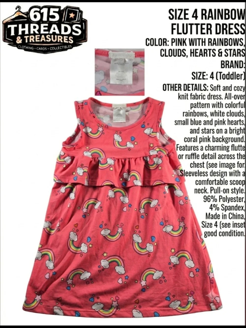 Source Unknown Pink Coral Rainbow Flutter Dress